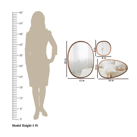Modern Pebble Shaped Wall Mirrors Set of 3 with Copper Finish - Decor Mantra 