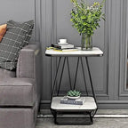 Modern Square Shaped Creative Artistic Black Metal Finish with White Marble - Decor Mantra 