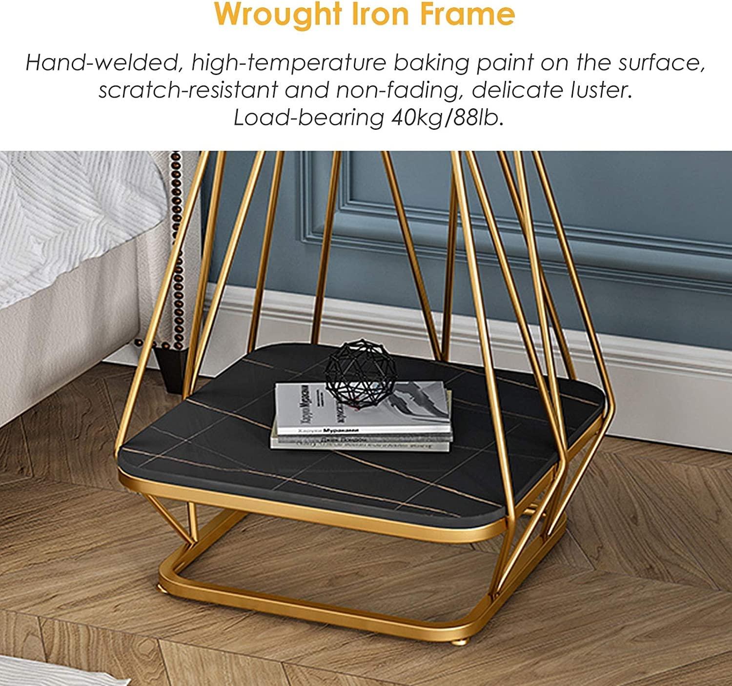 Modern Square Shaped Creative Artistic Golden Metal Finish with Black Marble - Decor Mantra 