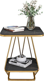 Modern Square Shaped Creative Artistic Golden Metal Finish with Black Marble - Decor Mantra 