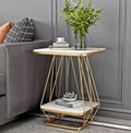 Modern Square Shaped Creative Artistic Golden Metal Finish with White Marble - Decor Mantra 