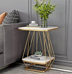 Modern Square Shaped Creative Artistic Golden Metal Finish with White Marble - Decor Mantra 