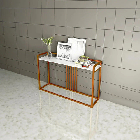 Modern Style Console Table In Sleek Copper Rods Design - Decor Mantra 