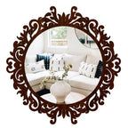 Motif Design Art Modern Round Shape Mirror with Wood Frame - Decor Mantra 