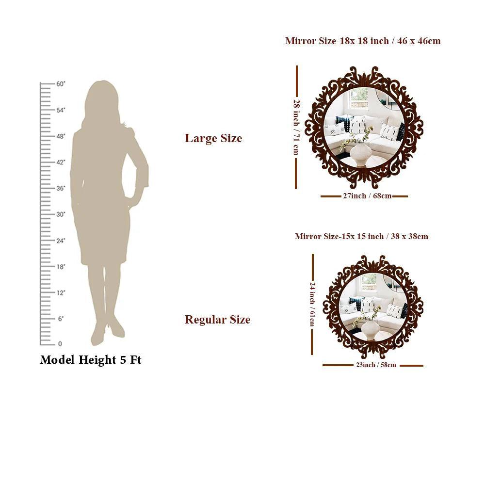 Motif Design Art Modern Round Shape Mirror with Wood Frame - Decor Mantra 