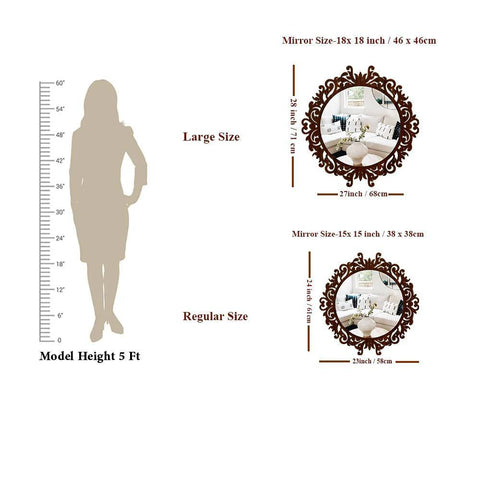 Motif Design Art Modern Round Shape Mirror with Wood Frame - Decor Mantra 