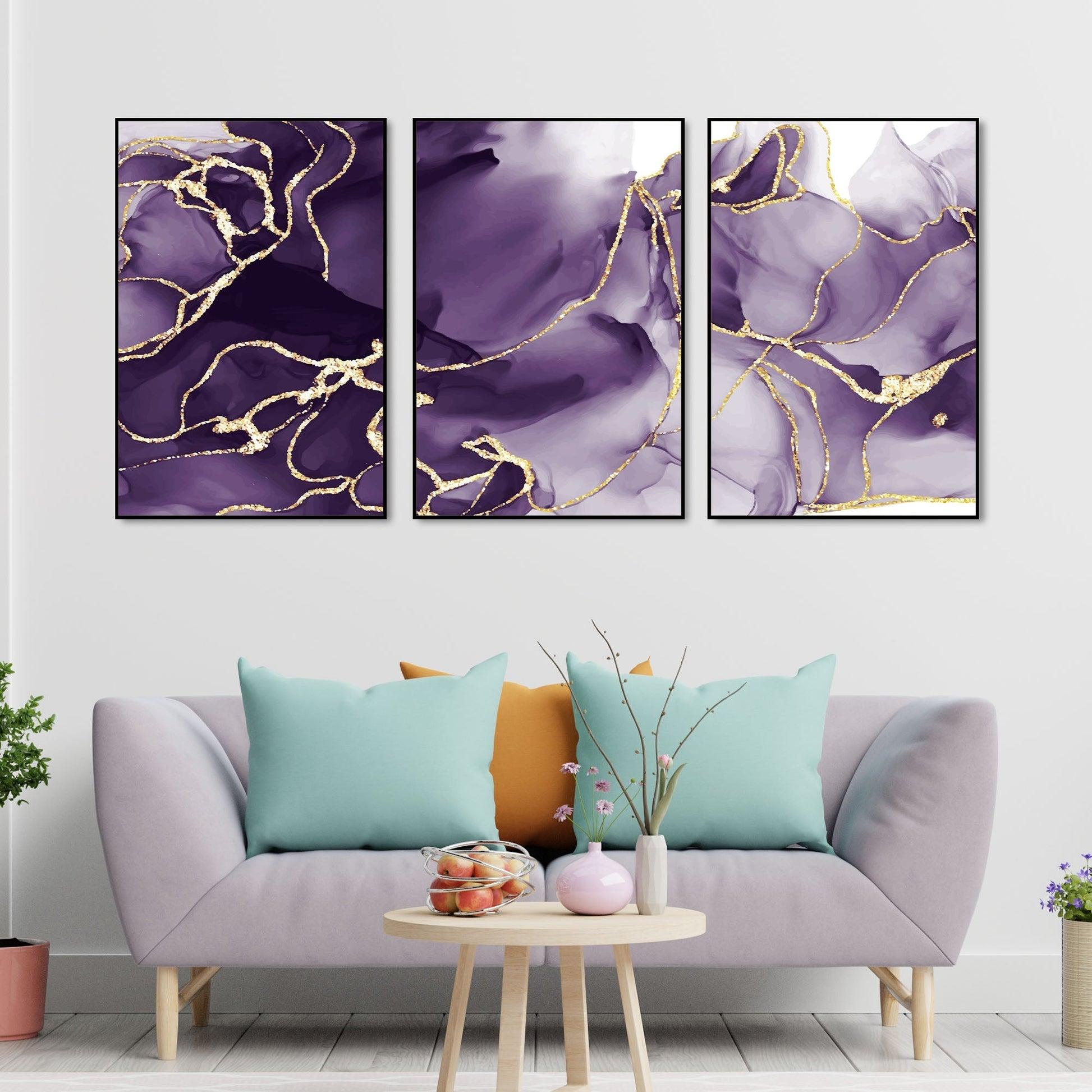 Unique Pattern Floating Canvas Wall Painting Set of Three - Decor Mantra 