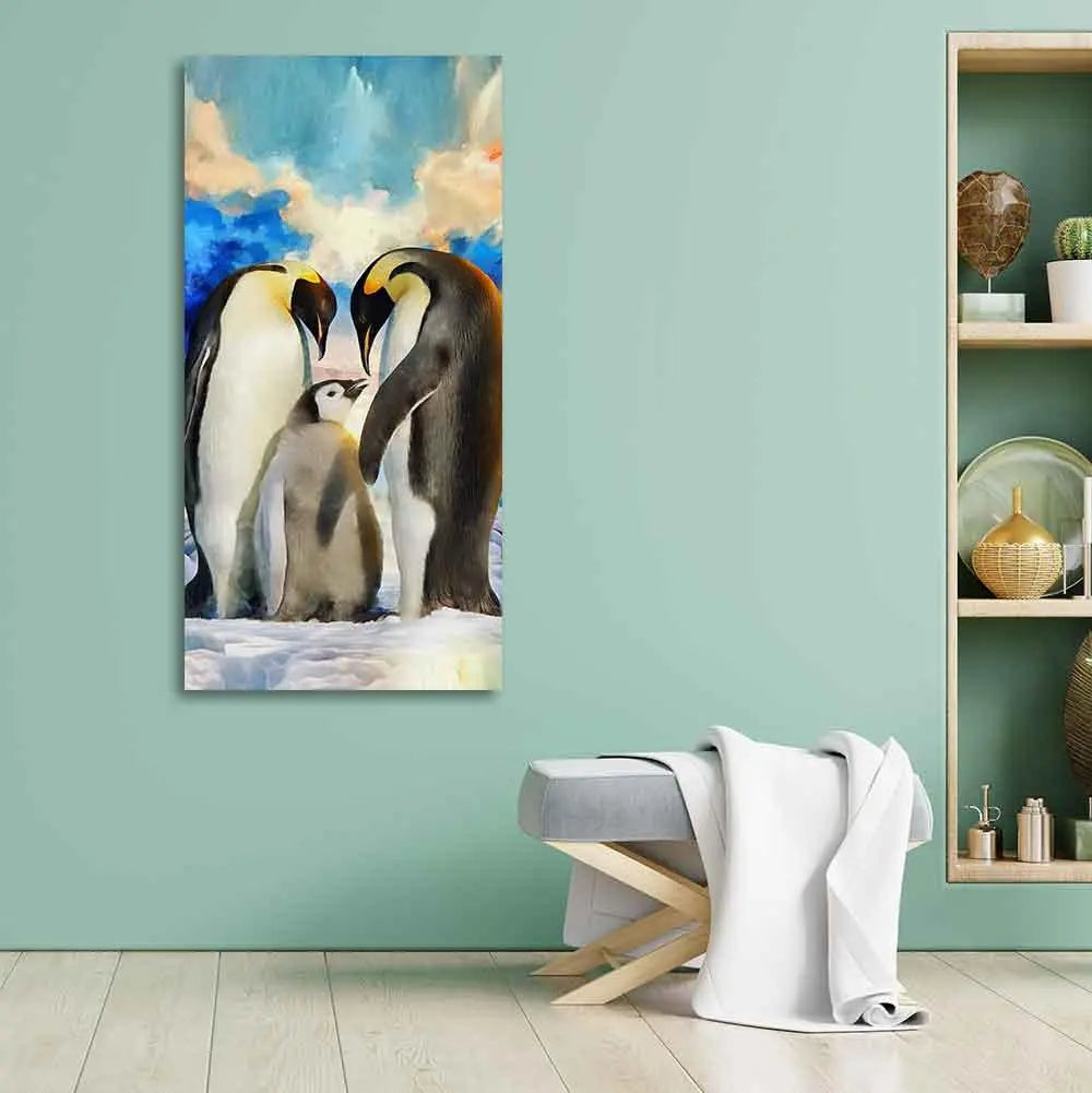 Penguins Family Canvas Wall Painting - Decor Mantra 
