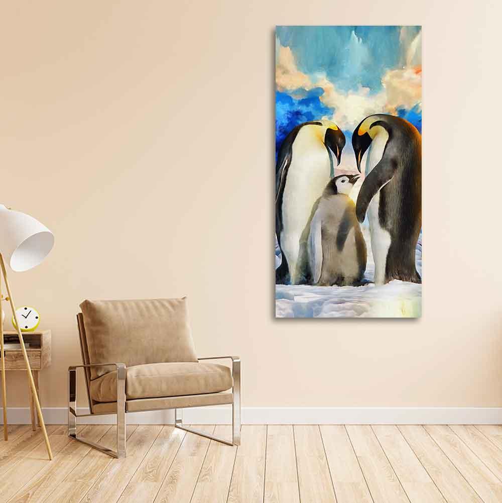 Penguins Family Canvas Wall Painting - Decor Mantra 