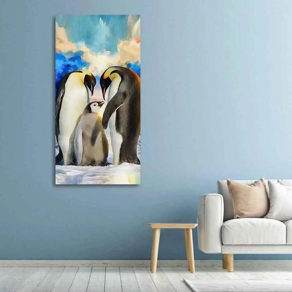 Penguins Family Canvas Wall Painting - Decor Mantra 