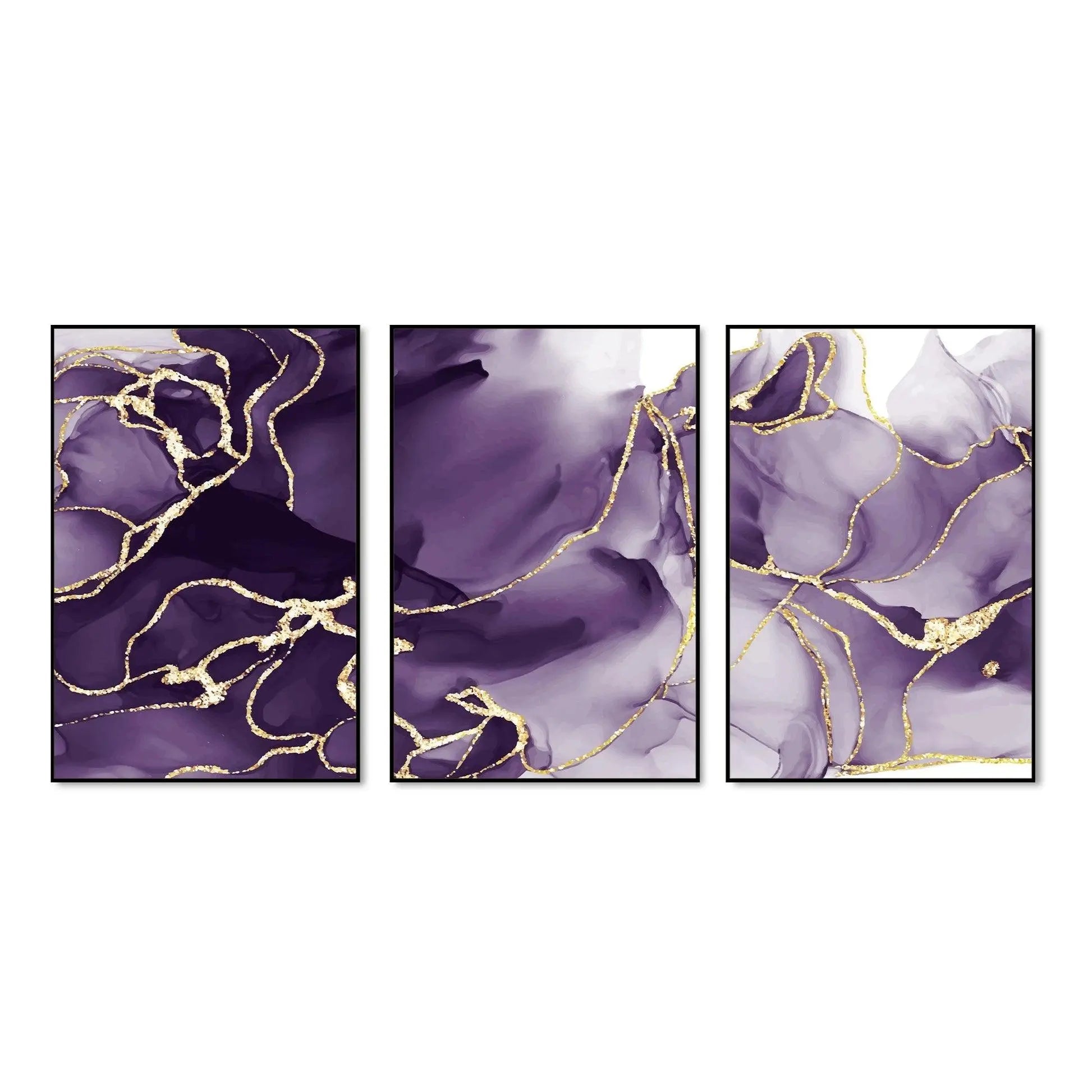 Unique Pattern Floating Canvas Wall Painting Set of Three - Decor Mantra 