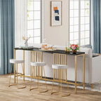 Narrow Long Faux Black Marble Gold Console Table - Decor Mantra 