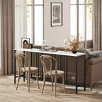 Narrow Long Faux White Marble Black Console Table - Decor Mantra 