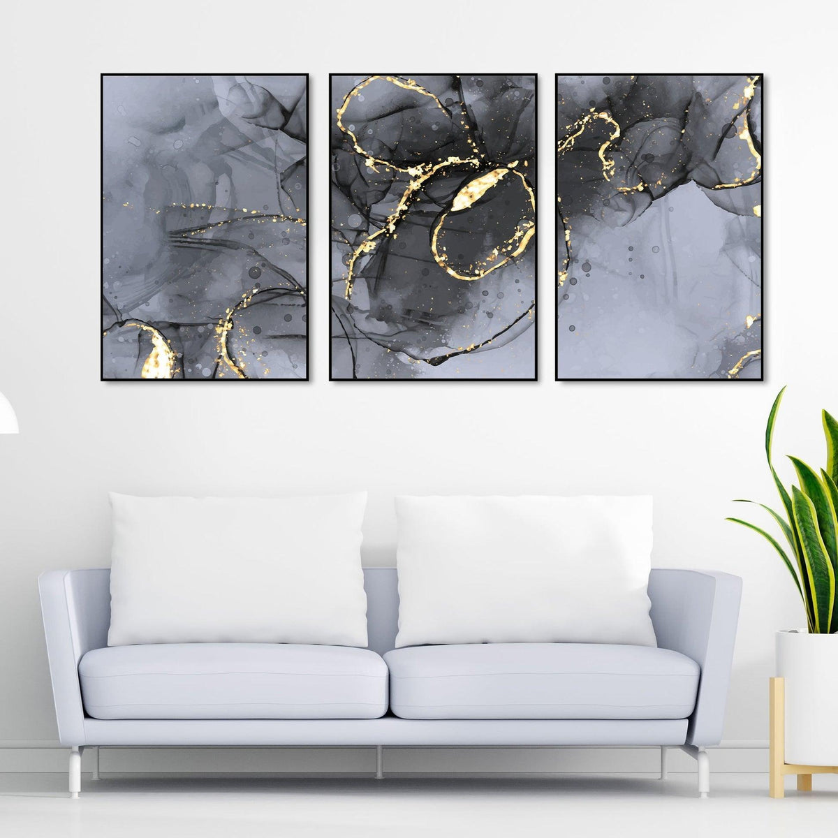 Tangled Design Floating Canvas Wall Painting Set of Three - Decor Mantra 