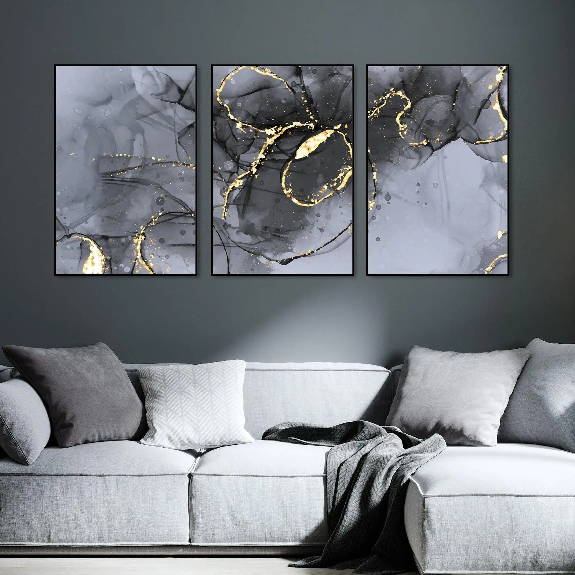 Tangled Design Floating Canvas Wall Painting Set of Three - Decor Mantra 