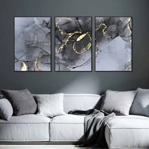 Tangled Design Floating Canvas Wall Painting Set of Three - Decor Mantra 