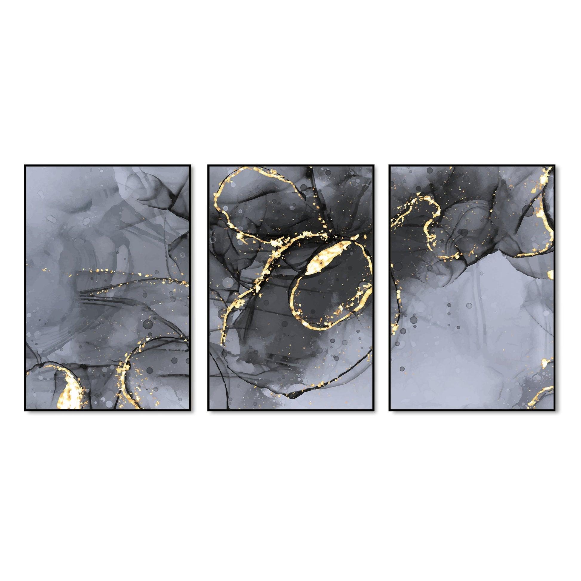 Tangled Design Floating Canvas Wall Painting Set of Three - Decor Mantra 