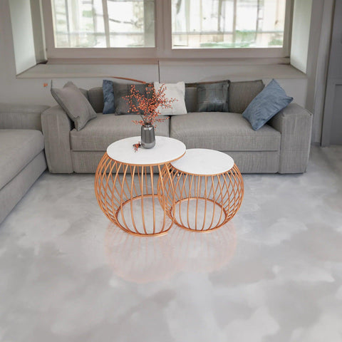 Ornate Round Copper Coffee Table Set of 2 - Decor Mantra 