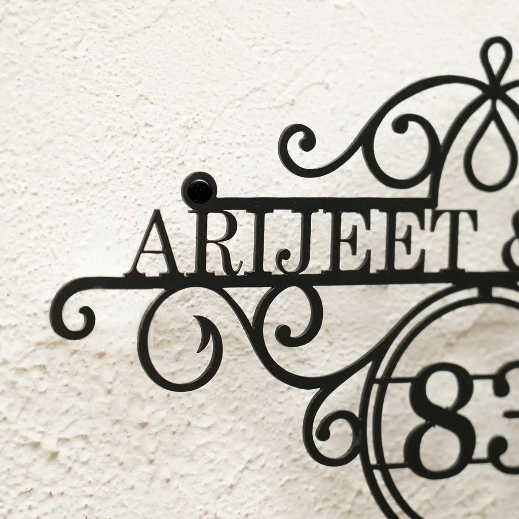 Premium Metal Name Plate for Home – Personalized Weatherproof Mild Steel Name Plate for House Entrance (Outdoor Safe) - Harshita Craft