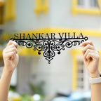 Personalized Metal Name Plate for Home – Weatherproof Mild Steel Name Plate for Villa & House Entrance - Harshita Craft