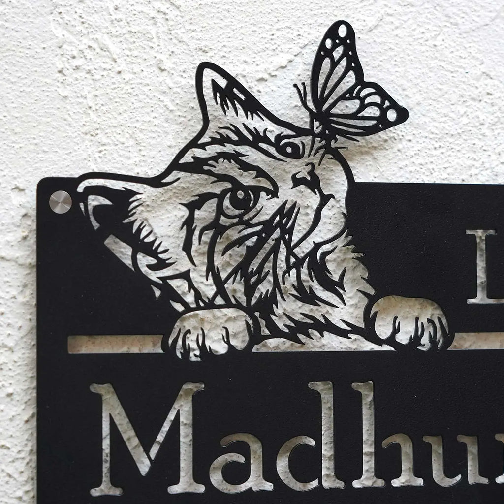 Personalized Cat Theme Metal Name Plate for Home | Weatherproof Design - Harshita Craft