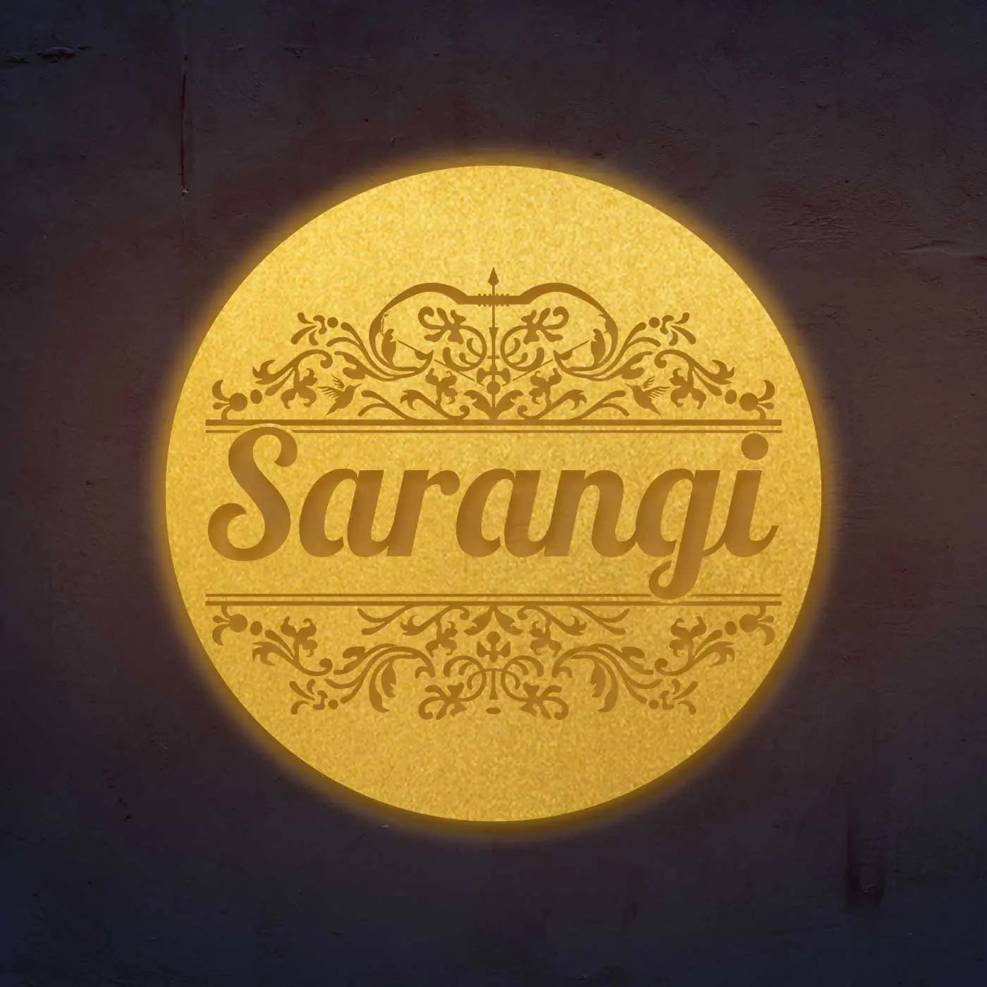 Personalized Laser Cut Round Metal Name Plate for Home - Harshita Craft