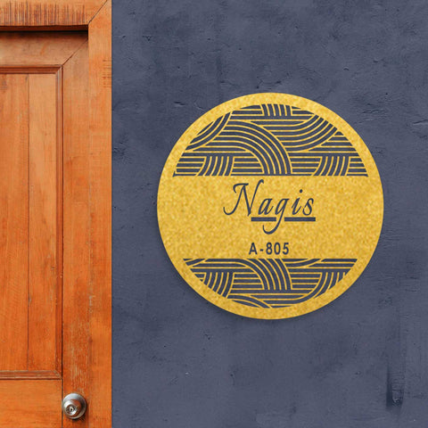 Personalized Round Metal Name Plate for Home | Laser Cut Steel Design