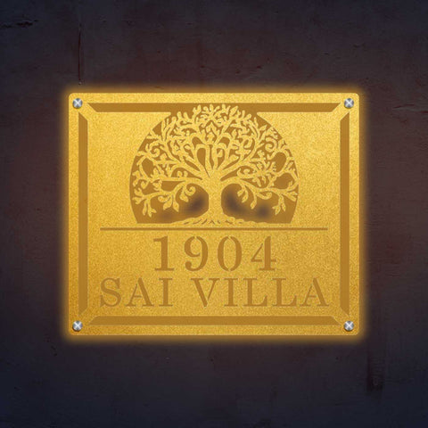Personalized Tree of Life Metal Name Plate for Home – Laser Cut Steel