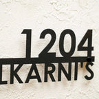 Personalized Metal Name Plate for Home – Modern Weatherproof Steel Name Plate with House Number - Harshita Craft