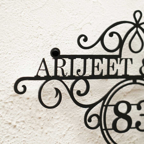 Premium Metal Name Plate for Home – Personalized Weatherproof Mild Steel Name Plate for House Entrance (Outdoor Safe)