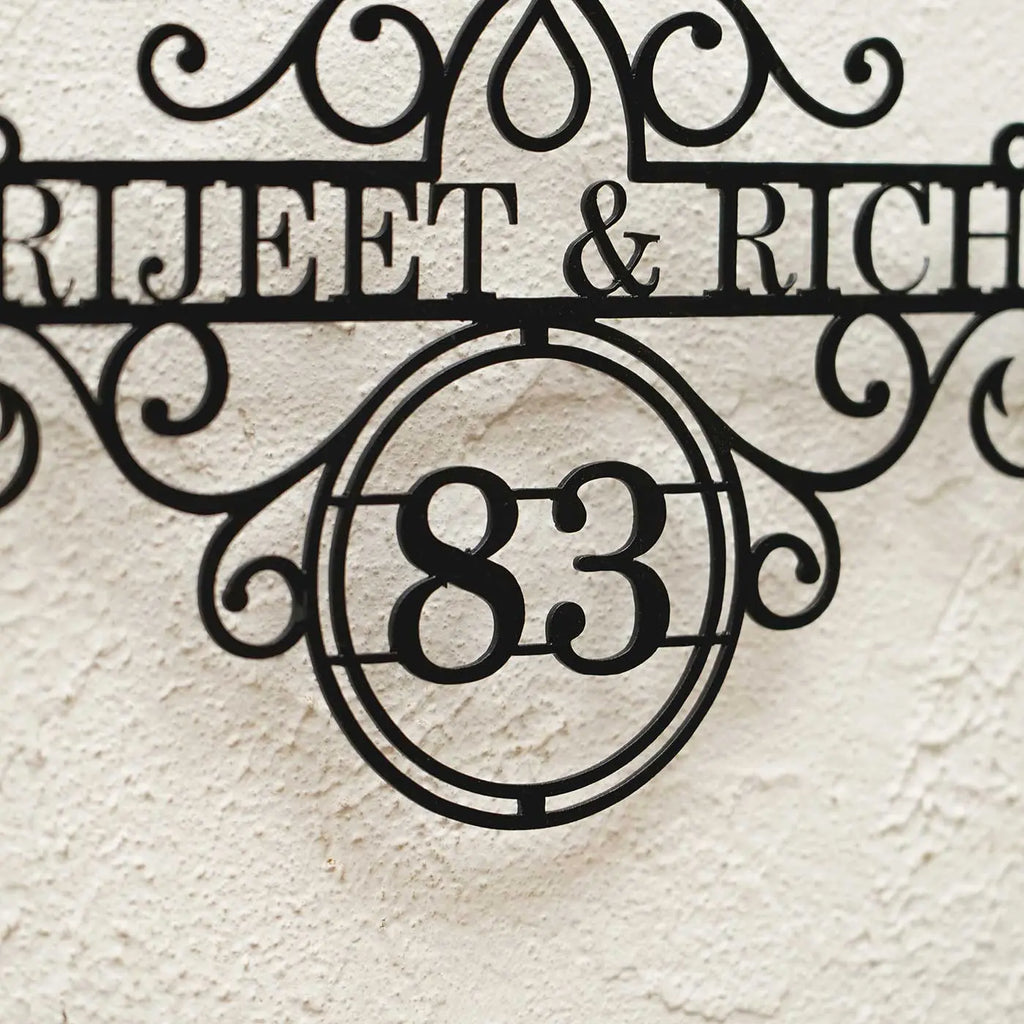 Premium Metal Name Plate for Home – Personalized Weatherproof Mild Steel Name Plate for House Entrance (Outdoor Safe) - Harshita Craft