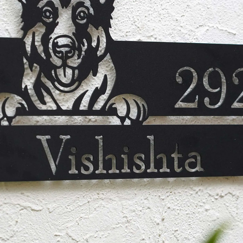 Personalized Dog Theme Metal Name Plate for Home – Weatherproof - Harshita Craft