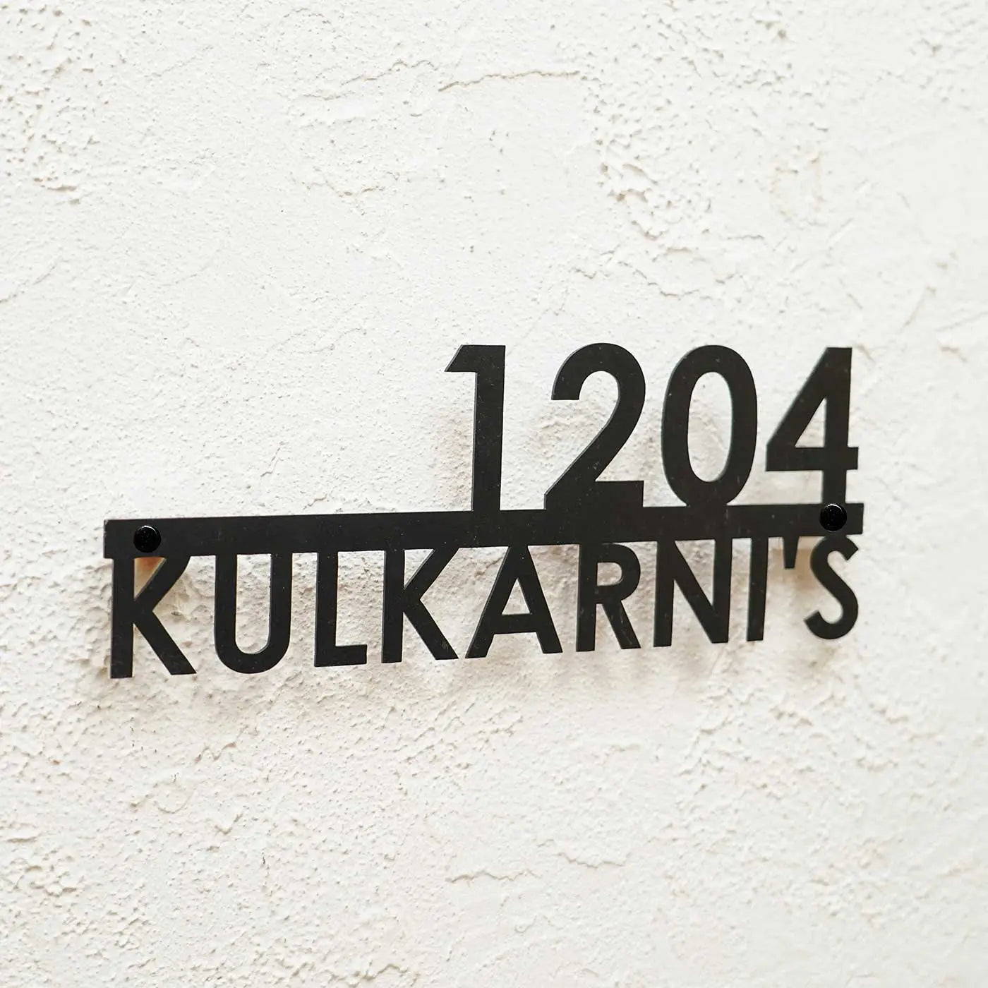 Personalized Metal Name Plate for Home – Modern Weatherproof Steel Name Plate with House Number - Harshita Craft