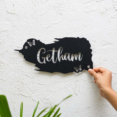 Personalized Metal Name Plate for Home – Weatherproof Butterfly Design