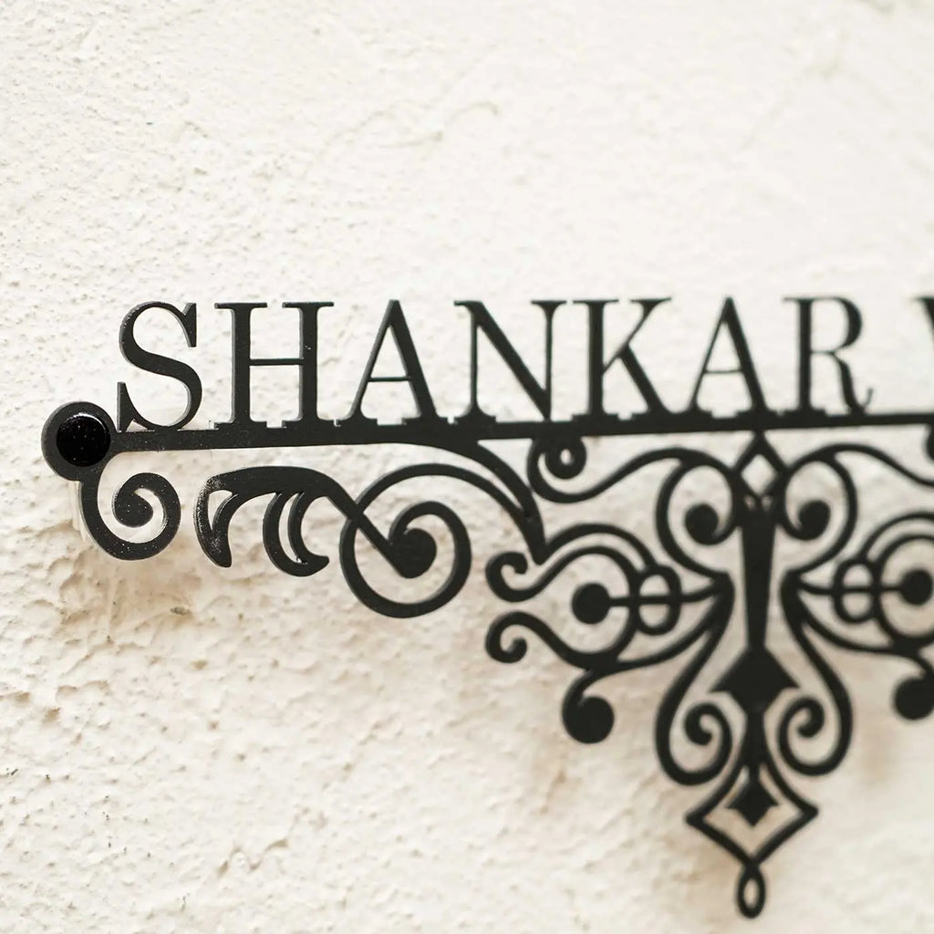 Personalized Metal Name Plate for Home – Weatherproof Mild Steel Name Plate for Villa & House Entrance - Harshita Craft