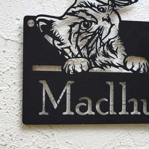 Personalized Cat Theme Metal Name Plate for Home | Weatherproof Design