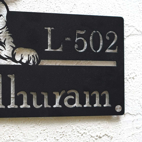 Personalized Cat Theme Metal Name Plate for Home | Weatherproof Design