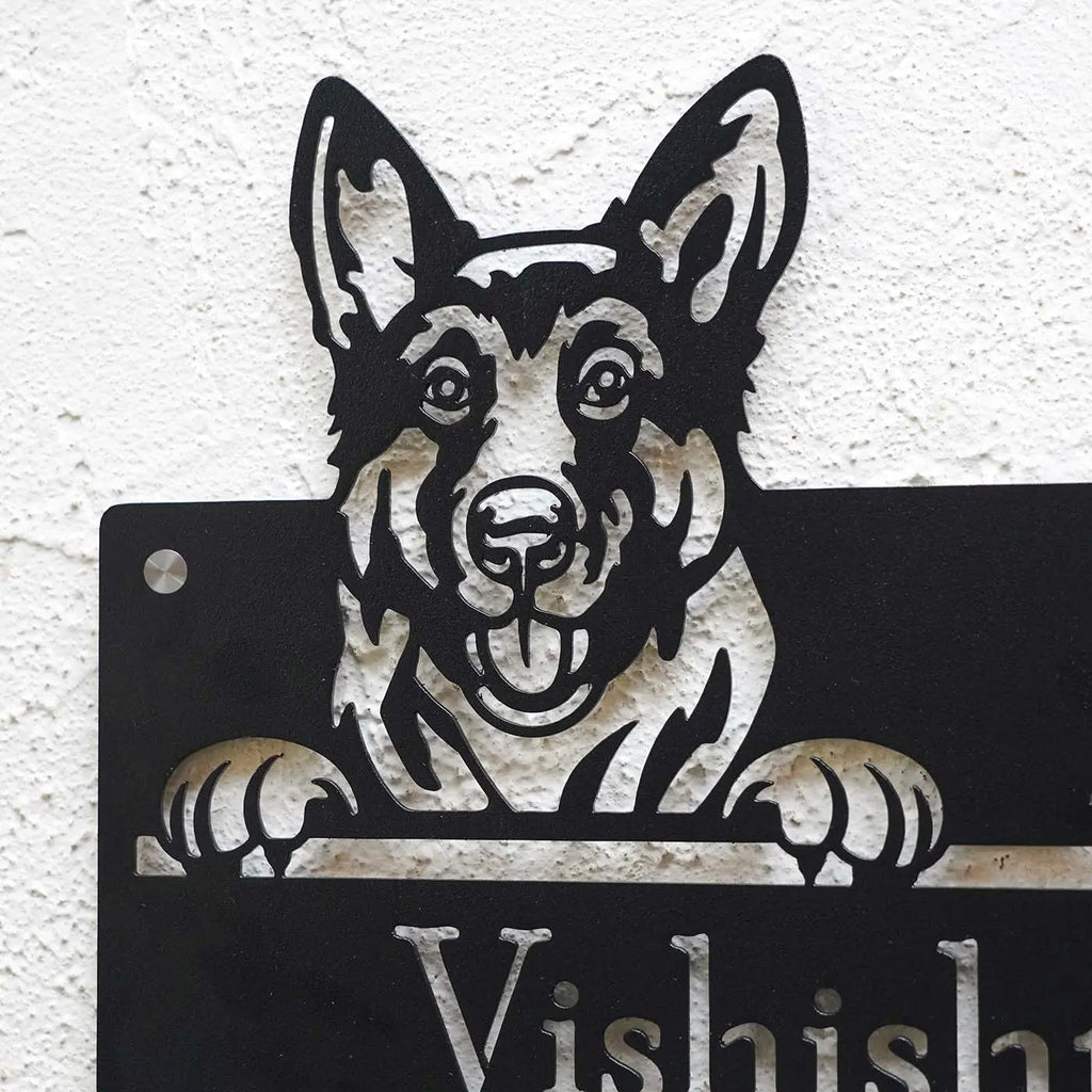 Personalized Dog Theme Metal Name Plate for Home – Weatherproof - Harshita Craft