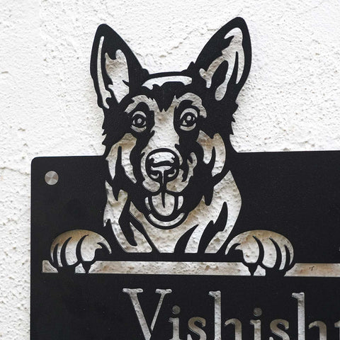 Personalized Dog Theme Metal Name Plate for Home – Weatherproof