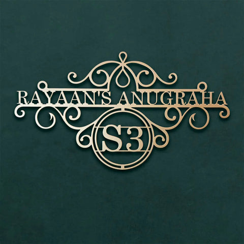 Premium Metal Name Plate for Home – Personalized Weatherproof Mild Steel Name Plate for House Entrance (Outdoor Safe)