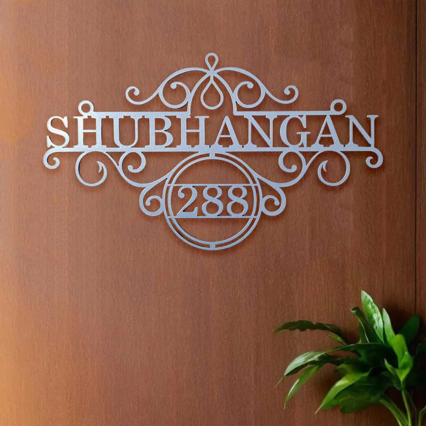 Premium Metal Name Plate for Home – Personalized Weatherproof Mild Steel Name Plate for House Entrance (Outdoor Safe) - Harshita Craft