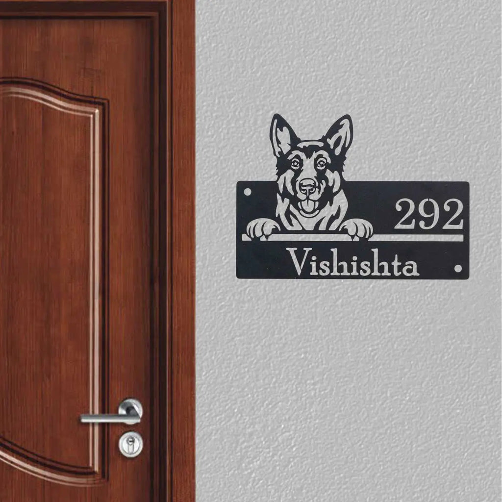Personalized Dog Theme Metal Name Plate for Home – Weatherproof - Harshita Craft