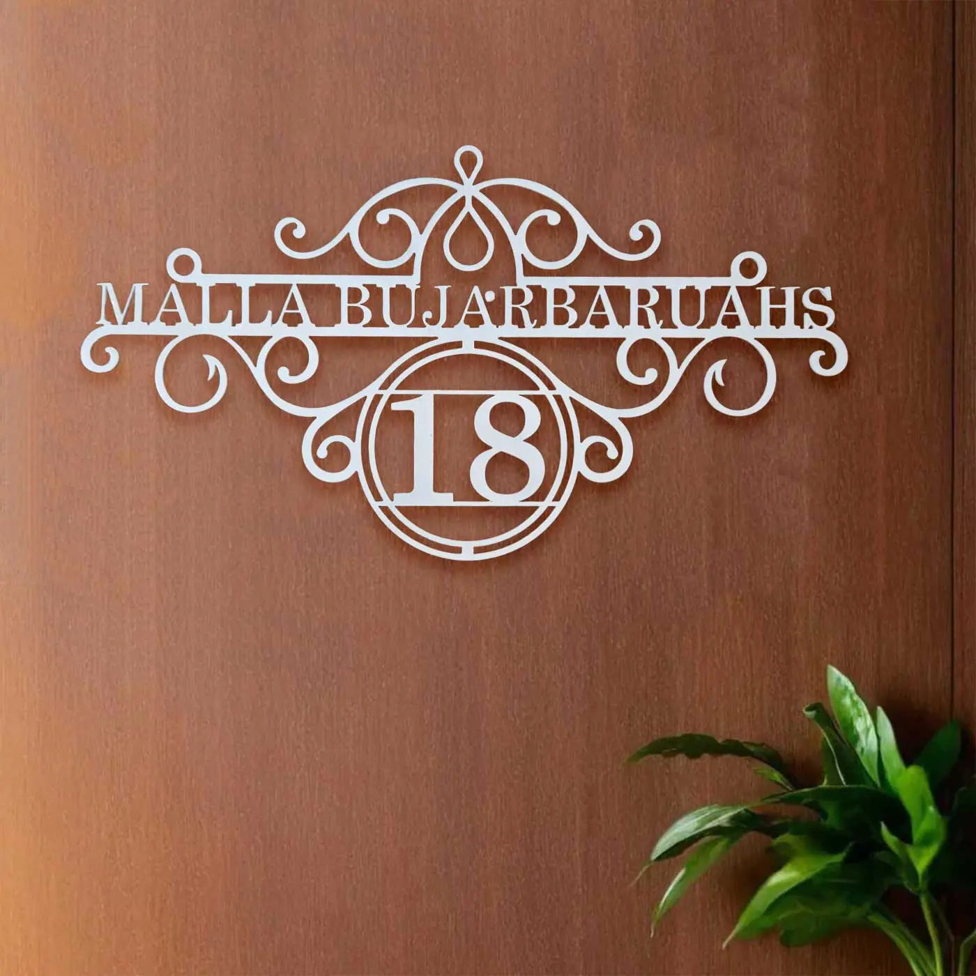 Premium Metal Name Plate for Home – Personalized Weatherproof Mild Steel Name Plate for House Entrance (Outdoor Safe) - Harshita Craft