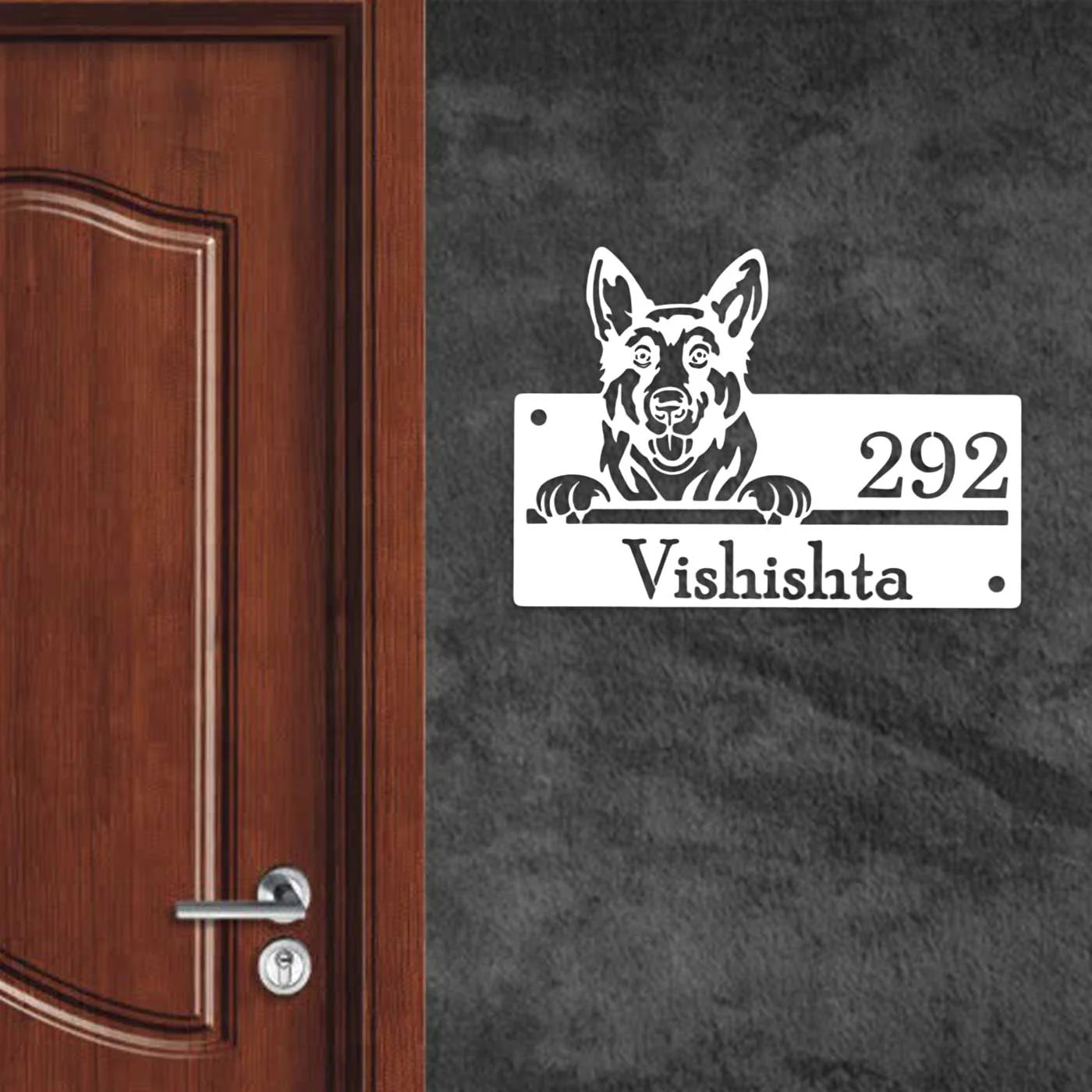 Personalized Dog Theme Metal Name Plate for Home – Weatherproof - Harshita Craft