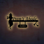 Personalized Krishna Metal Name Plate for Home | Weatherproof House Number Plate - Harshita Craft