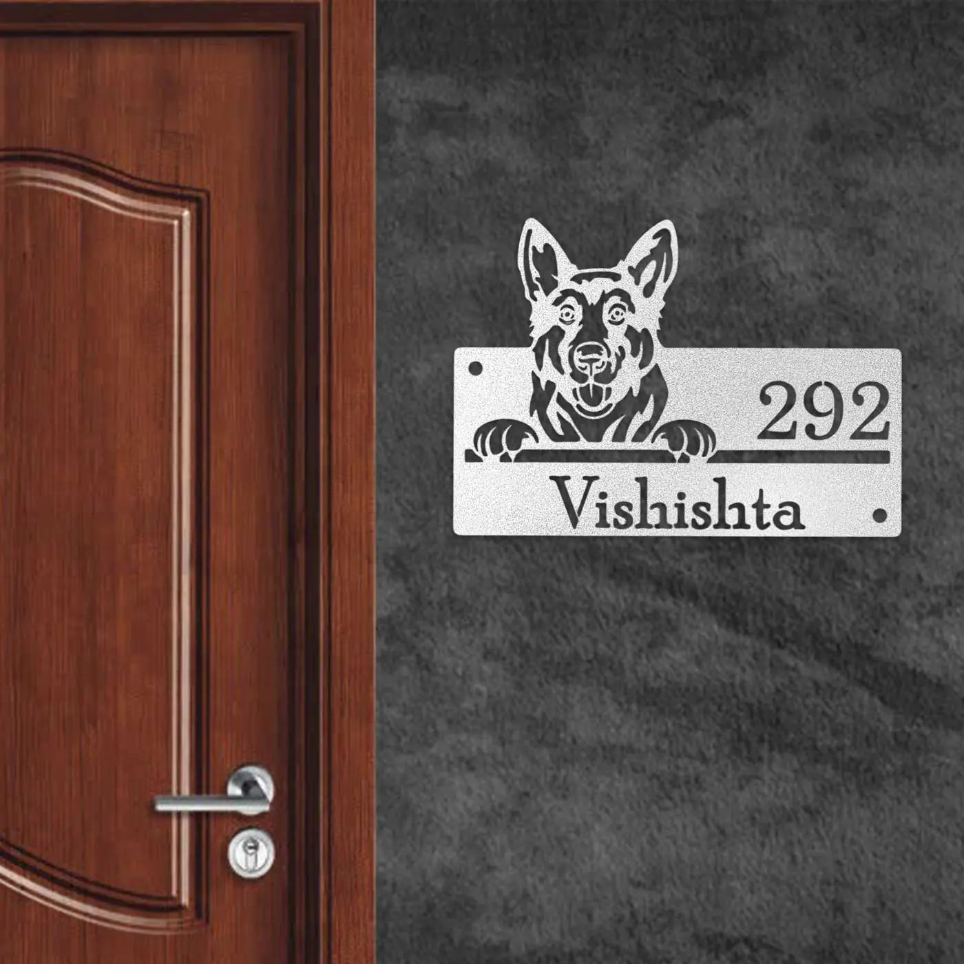 Personalized Dog Theme Metal Name Plate for Home – Weatherproof - Harshita Craft