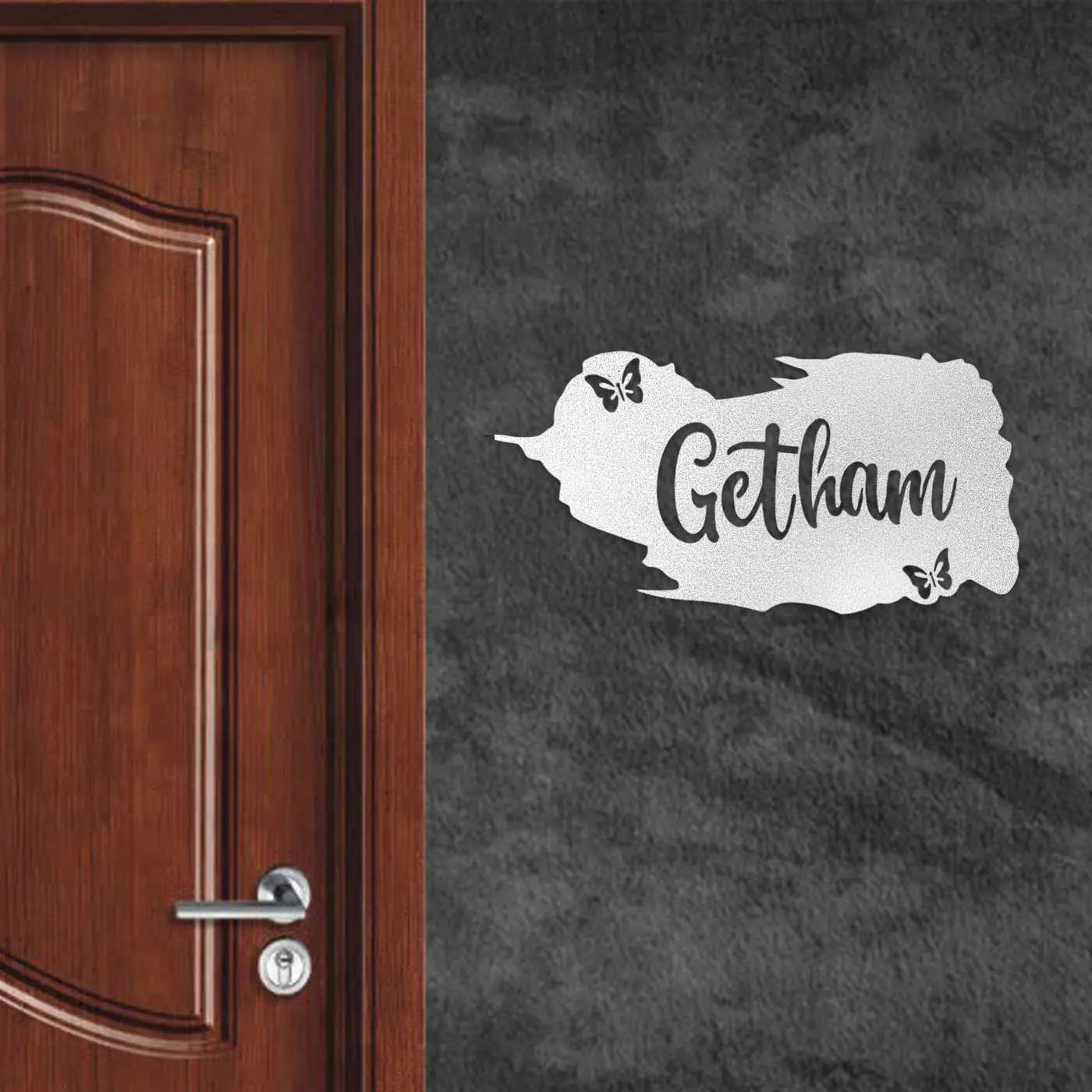 Personalized Metal Name Plate for Home – Weatherproof Butterfly Design - Harshita Craft