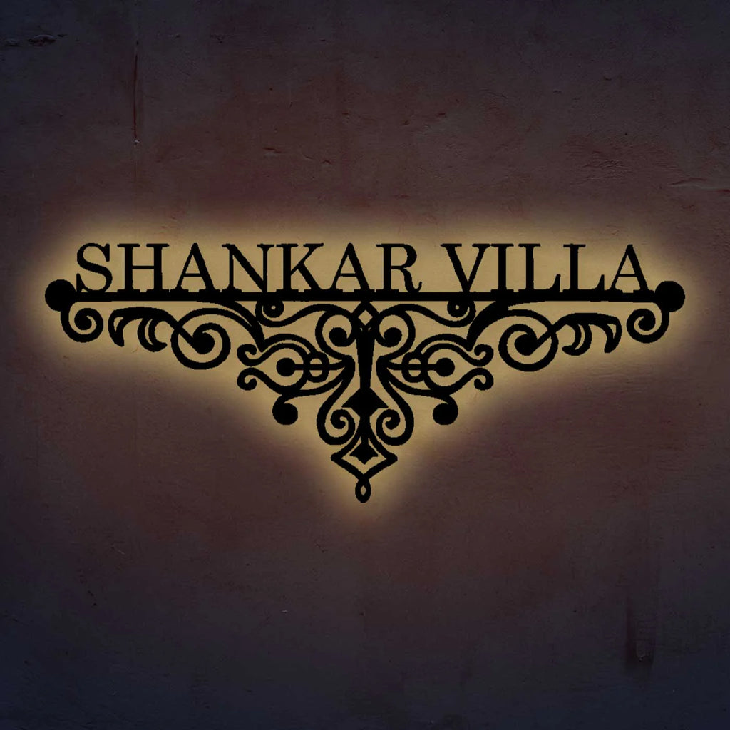 Personalized Metal Name Plate for Home – Weatherproof Mild Steel Name Plate for Villa & House Entrance - Harshita Craft