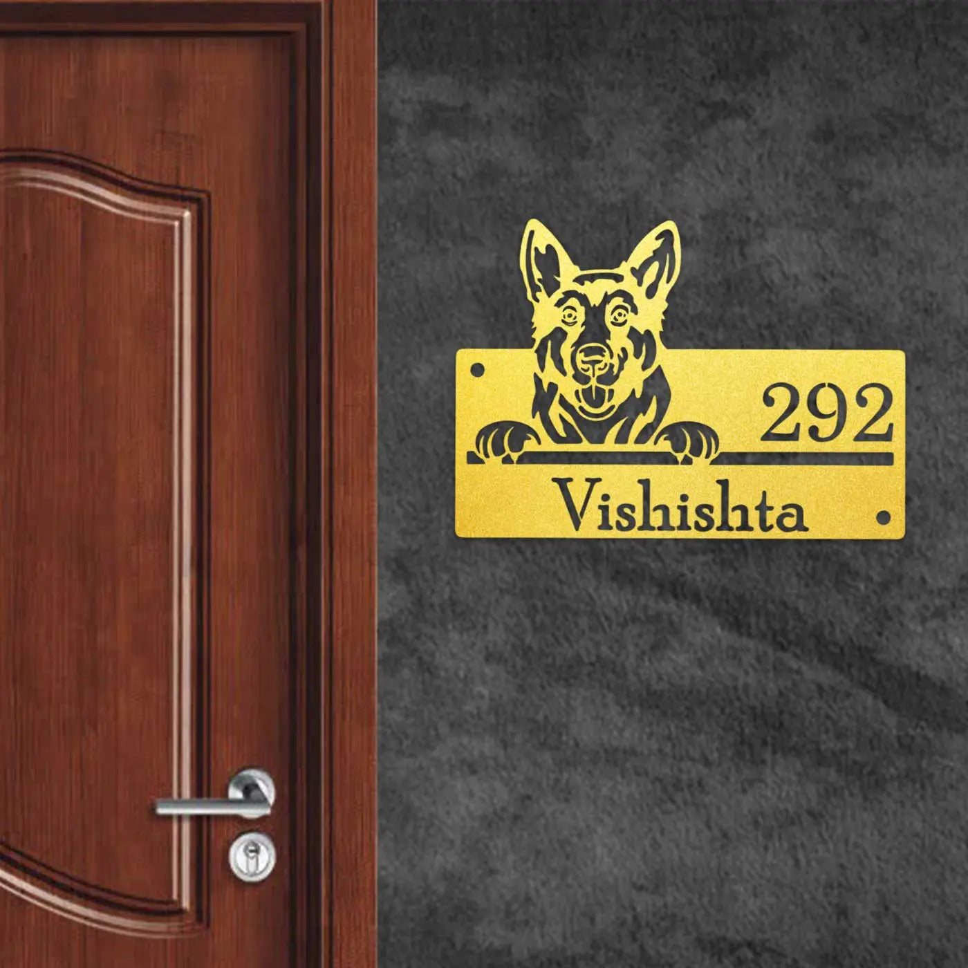Personalized Dog Theme Metal Name Plate for Home – Weatherproof - Harshita Craft