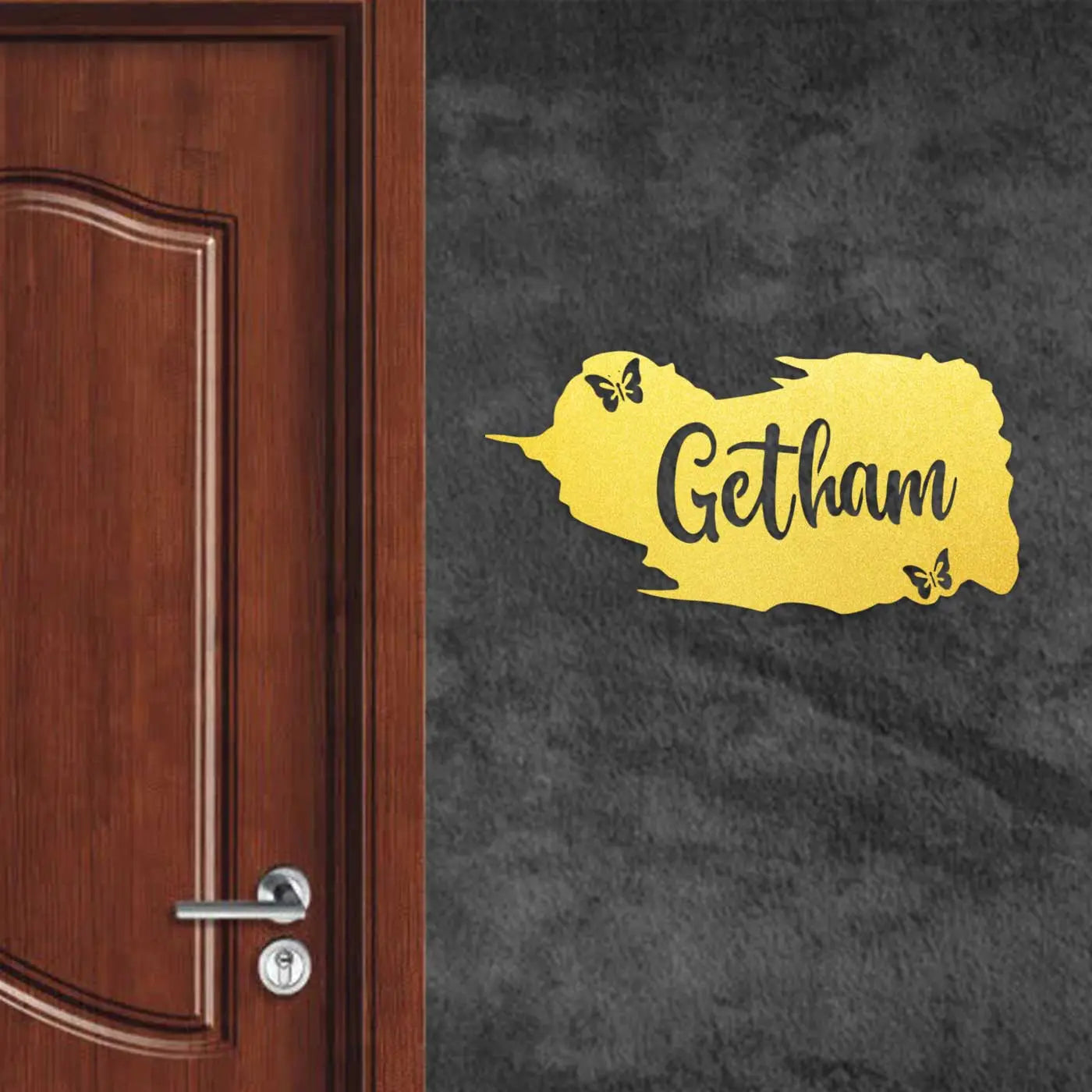 Personalized Metal Name Plate for Home – Weatherproof Butterfly Design - Harshita Craft